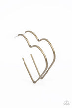 Load image into Gallery viewer, I Heart a Rumor Brass Hoop Earrings