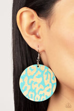 Load image into Gallery viewer, Catwalk Safari Blue Wood Earrings