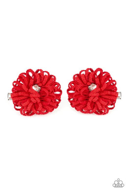 Peppy in Petunias Red Hair Clips