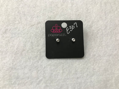 Starlet Shimmer Clear Gem w/Frame White Earrings #307