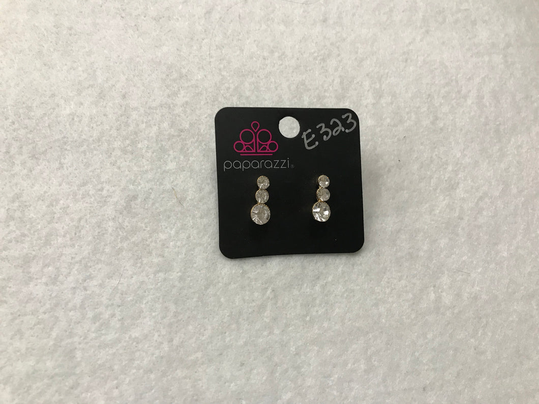 Starlet Shimmer Three Gems Gold Post Earrings #323