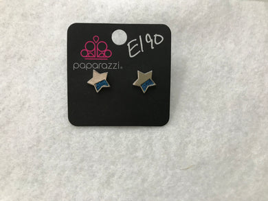 Starlet Shimmer Glitter Star Post Blue Earrings #190