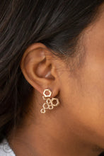 Load image into Gallery viewer, Six Sided Shimmer Gold Jacket Earrings