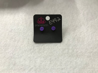 Starlet Shimmer Love Post Round Purple Earrings #492