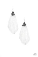 Load image into Gallery viewer, Tassel Temptress White Tassel Earrings