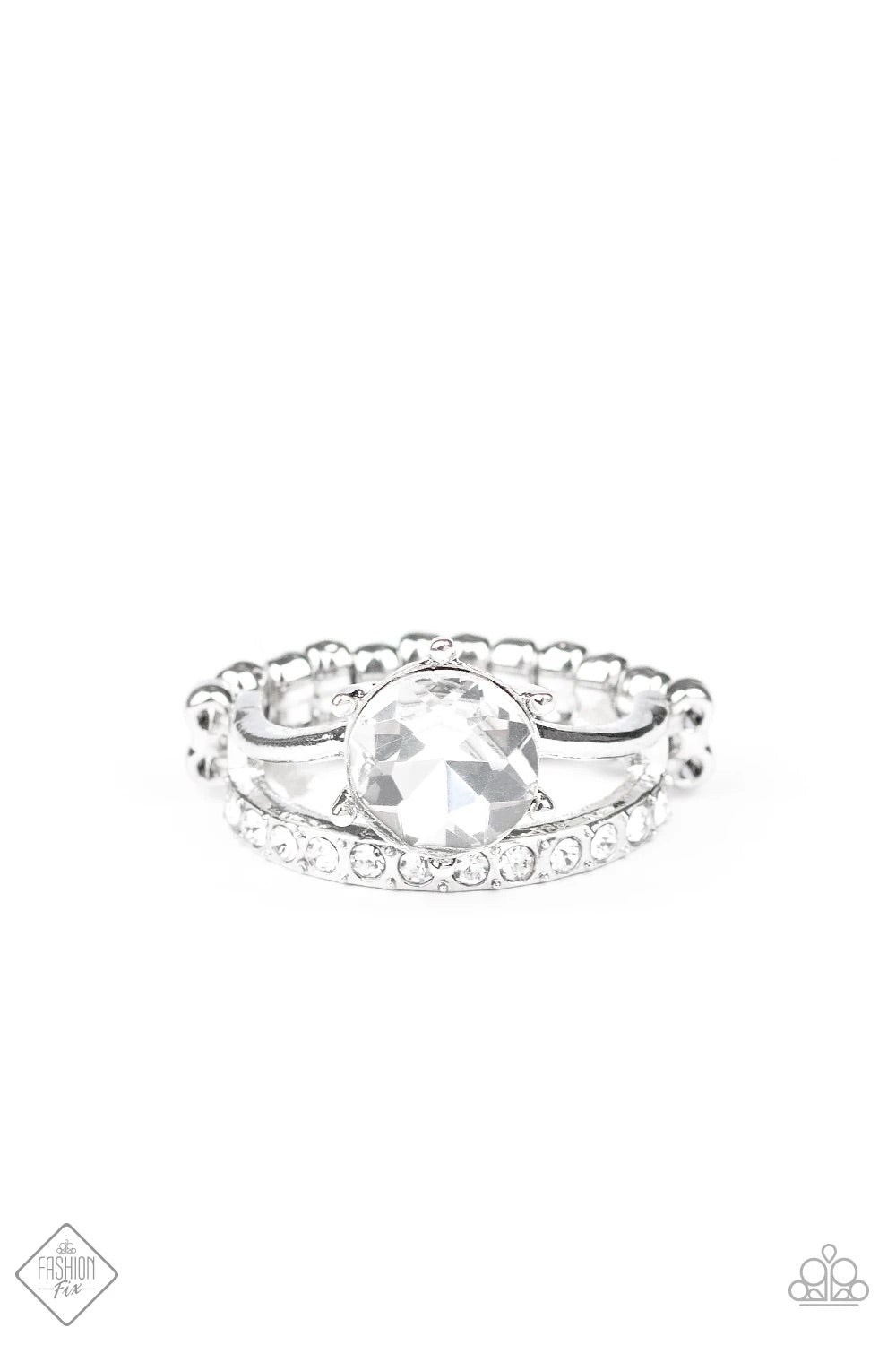 Center Stage Shimmer White Skinny Band Ring