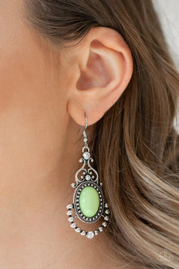 Cameo and Juliet Green Earrings