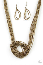 Load image into Gallery viewer, Knotted Knockout Brass Seed Bead Necklace