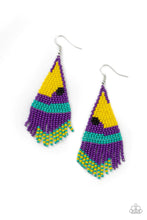 Load image into Gallery viewer, Brightly Beaded Purple Seed Bead Earrings