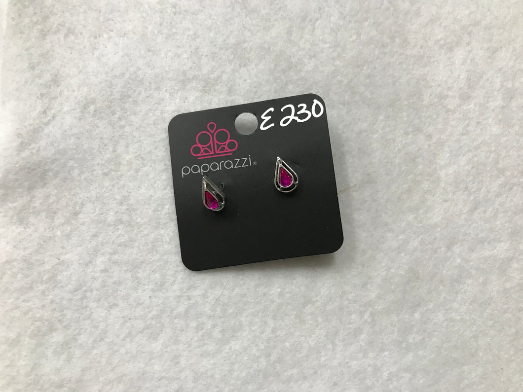 Starlet Shimmer Teardrop Hot Pink Post Earrings #230