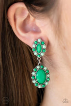 Load image into Gallery viewer, Positively Pampered Green Clip On Earrings