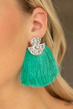 Load image into Gallery viewer, Make Some Plume Green Tassel Earrings