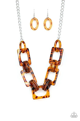 Sizzle Sizzle Brown Acrylic Necklace