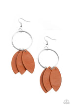 Load image into Gallery viewer, Leafy Laguna Brown Leather Earrings