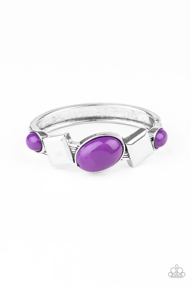 Abstract Appeal Purple Hinged Bracelet