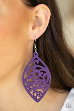 Load image into Gallery viewer, Coral Garden Purple Wood Earrings