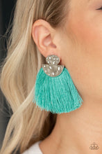 Load image into Gallery viewer, Make Some Plume Blue Tassel Earrings