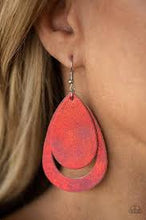 Load image into Gallery viewer, Fiery Firework Red Leather Earrings