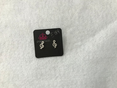 Starlet Shimmer Musical Note White Post Earrings #184