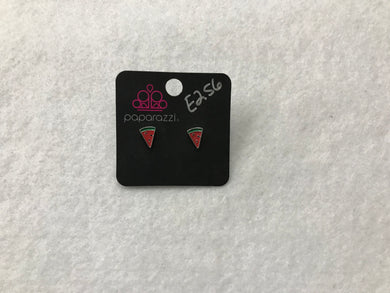 Starlet Shimmer Watermelon Red/Green Post Earrings #256