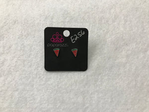 Starlet Shimmer Watermelon Red/Green Post Earrings #256