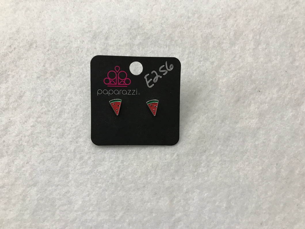 Starlet Shimmer Watermelon Red/Green Post Earrings #256