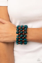 Load image into Gallery viewer, Galapagos Go-Getter Blue Wood Braceet