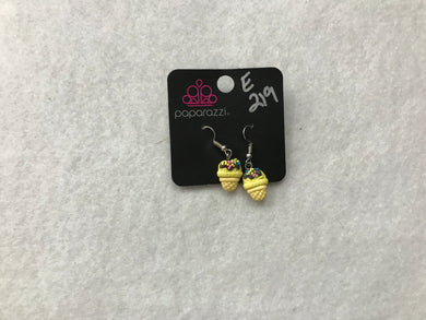 Starlet Shimmer Ice Cream Cone Yellow Earrings #219