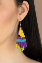 Load image into Gallery viewer, Brightly Beaded Purple Seed Bead Earrings