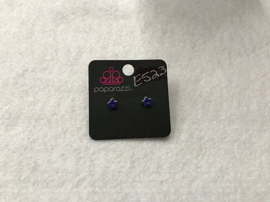 Starlet Shimmer Star Cutout Blue Post Earrings #523