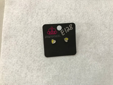 Starlet Shimmer Split Heart Post Yellow Post Earrings #128