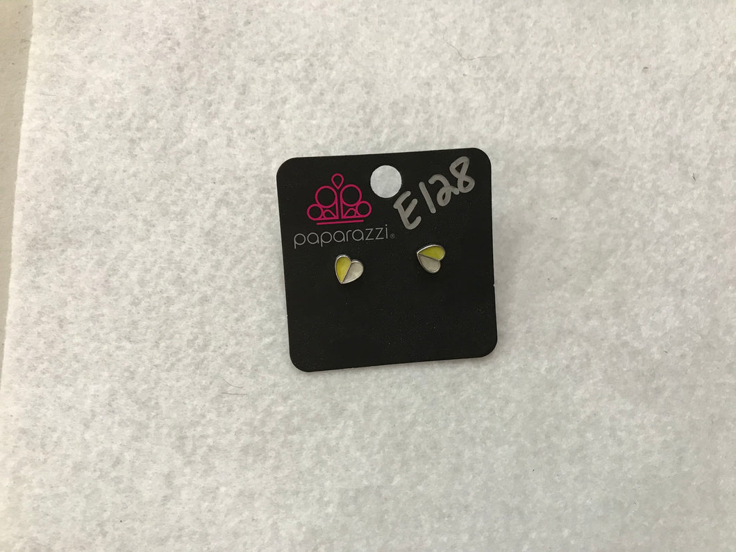 Starlet Shimmer Split Heart Post Yellow Post Earrings #128