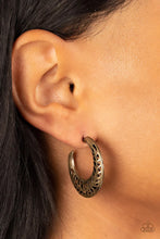 Load image into Gallery viewer, Wanderlust Wilderness Brass Hoop Earring