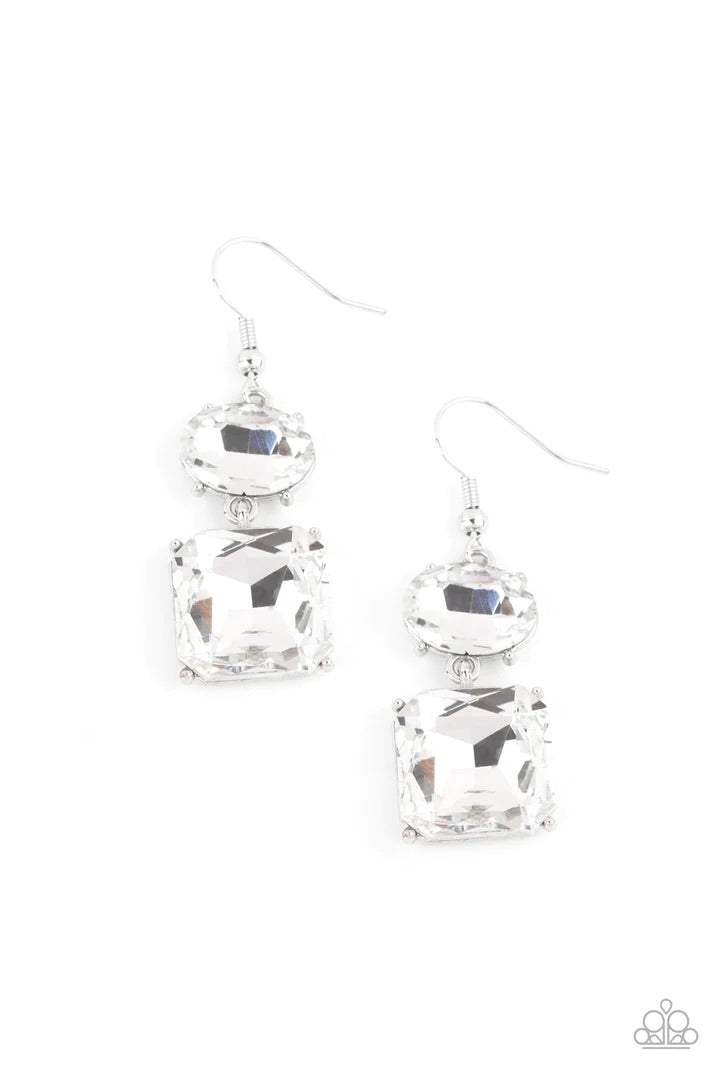 All Ice On Me White Earrings