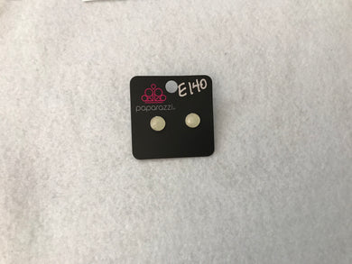 Starlet Shimmer Pave Round Post White Earrings #140