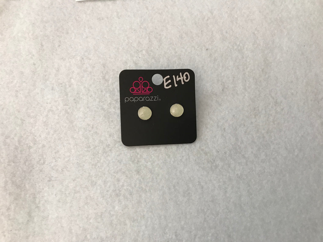 Starlet Shimmer Pave Round Post White Earrings #140