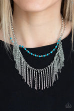 Load image into Gallery viewer, Fierce in Fringe Blue Necklace