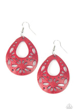 Load image into Gallery viewer, Merrily Marooned Red Wood Earrings