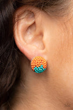 Load image into Gallery viewer, As Happy As Can Beam Orange Post Seed Bead Earrings