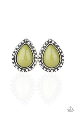Boldly Beaded Green Post Earrings