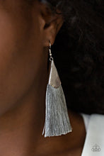 Load image into Gallery viewer, In Full Plume Silver Tassel Earrings