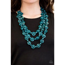 Load image into Gallery viewer, Bermuda Belle Blue Wood Necklace