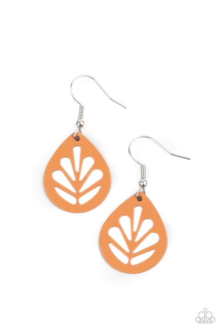 Leaf Yourself Wide Open Orange Earrings