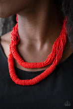 Load image into Gallery viewer, Right As Rainforest Red Seed Bead Necklace