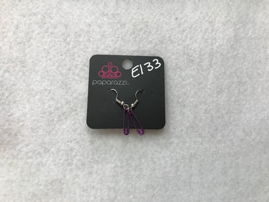 Starlet Shimmer Safety Pins Purple Earrings #133