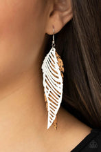 Load image into Gallery viewer, Winging Off the Hook White Leather Earrings