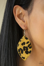 Load image into Gallery viewer, Grr-irl Power Yellow Leather Earrings