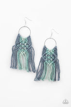 Load image into Gallery viewer, Macrame Rainbow Blue Earrings