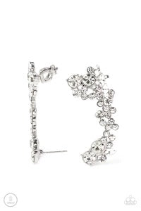 Astronomical Allure White Ear Crawler Earrings