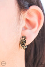 Load image into Gallery viewer, Rose Garden Radiance Brass Clip On Earrings